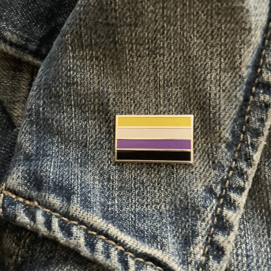 Nonbinary Pride Pin – Hard Enamel Lapel Pin With Double Posts & Secure Backs