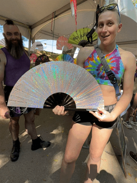 Discoteca Metallic Reflective Hand Fan