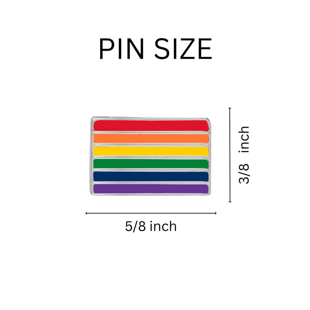 Rectangle Rainbow Flag Pins